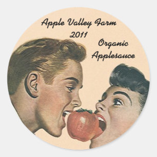 Rond Sticker Accueil Canning Jar Apple Applesauce Retro
