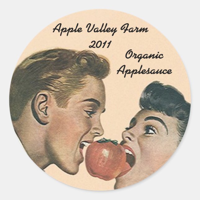 Rond Sticker Accueil Canning Jar Apple Applesauce Retro (Devant)