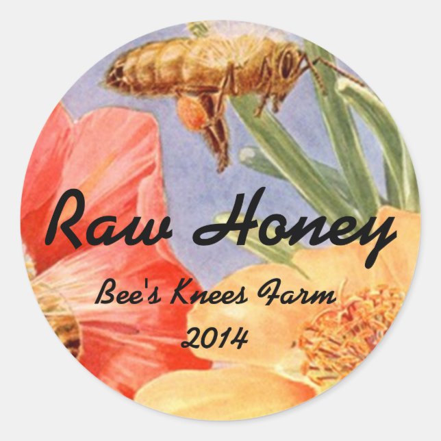 Rond Sticker Accueil Canning Jar Honey Bees Retro (Devant)