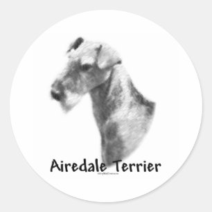 Rond Sticker Airedale Terrier Charcoal