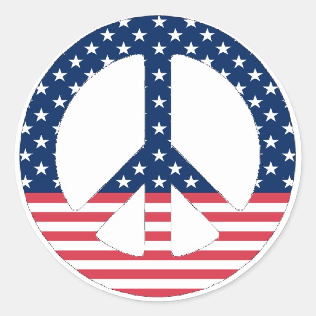 Rond Sticker américain pour les signes de paix (Devant)