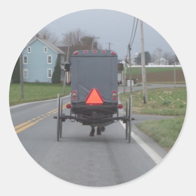 Rond Sticker Amish Buggy (Devant)