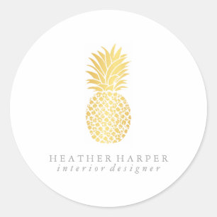 Rond Sticker - Ananas Or