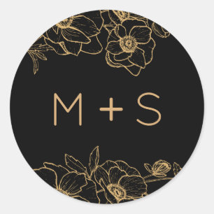 Rond Sticker Anemone Bouquet Mariage Classic Round