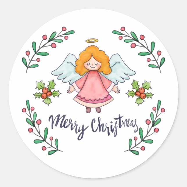 Rond Sticker Angel de Noël simple mais agréable (Devant)