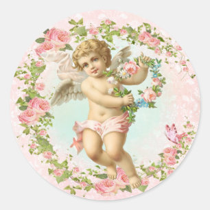 Rond Sticker Angel rose Rose flamme