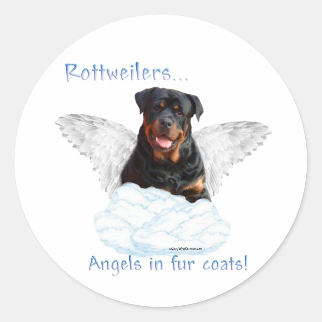 Rond Sticker Angel Rottweiler (Devant)