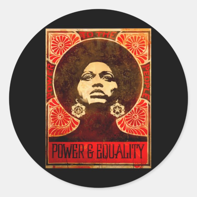 Rond Sticker Angela Davis Poster 1971 (Devant)