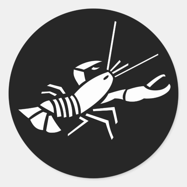 Rond Sticker animal blanc noir homard (Devant)