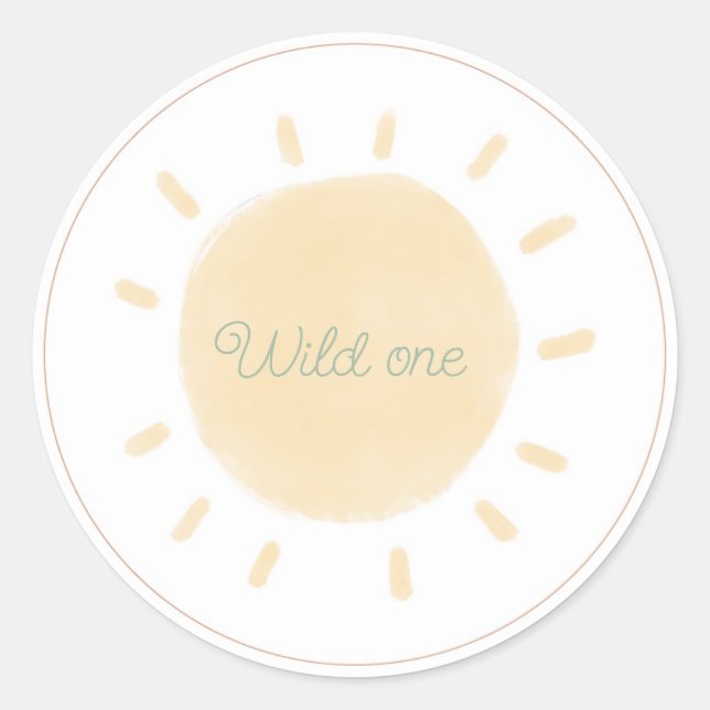 Rond Sticker animal Wild One Boho Safari (Devant)