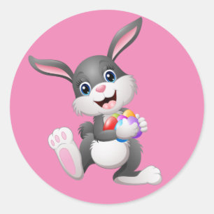 Rond Sticker Animé Happy Bunny Classic Round Pâques