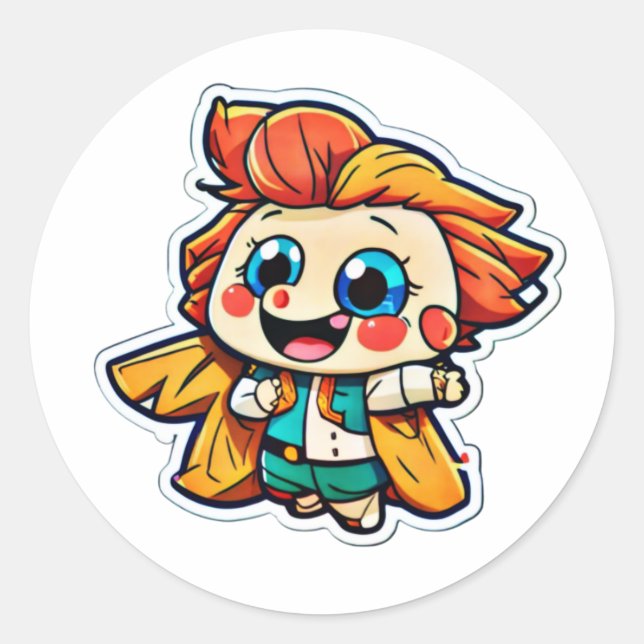 Rond Sticker Animé mignon - Sourires illimités (Devant)