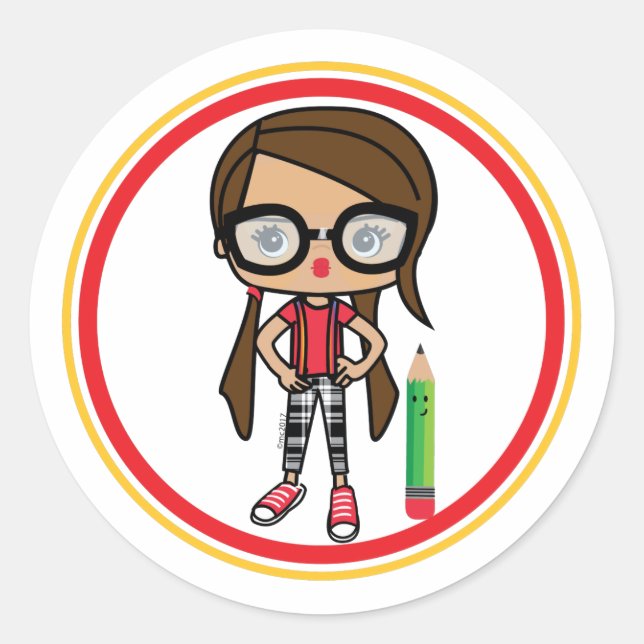 Rond Sticker Anna nerd (Devant)
