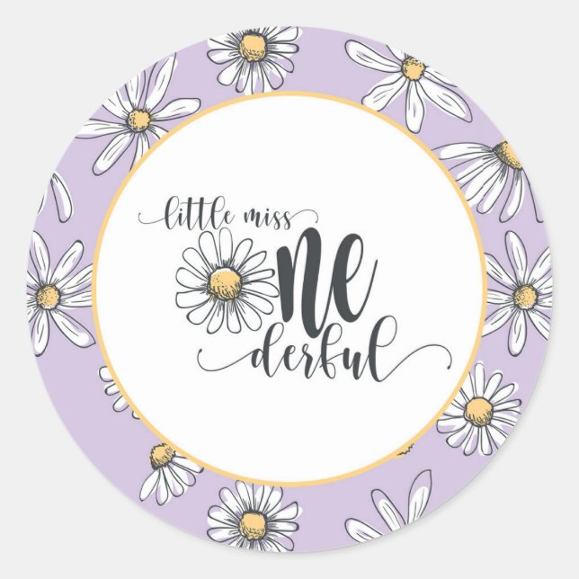 Rond Sticker Anniversaire Daisy - Little Miss ONEderful (Devant)