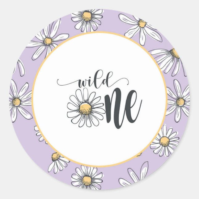 Rond Sticker Anniversaire Daisy - Wild One - Purple (Devant)