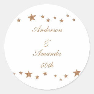 Rond Sticker Anniversaire Personnalisé Des Étoiles D'Or