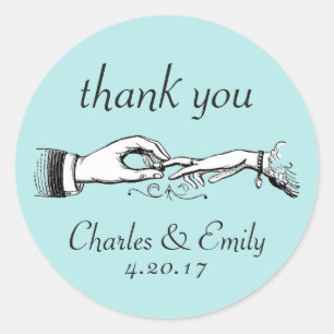 Rond Sticker Aqua Merci Anneau de Mariage Vintage