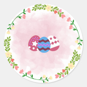 Rond Sticker Aquarelle Oeuf de Pâques