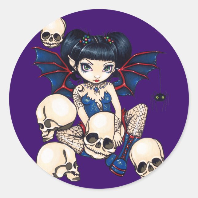 Rond Sticker "Araignées et crânes" (Devant)