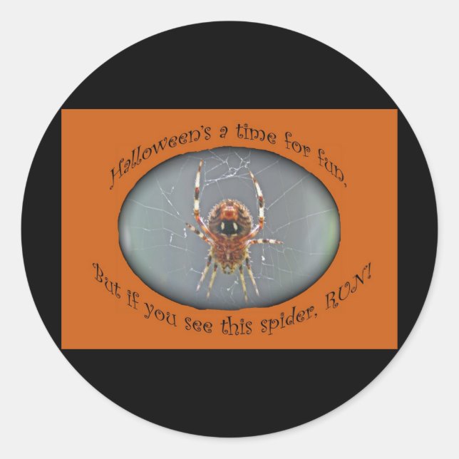 Rond Sticker Araneus Orb Weaver Spider Halloween (Devant)