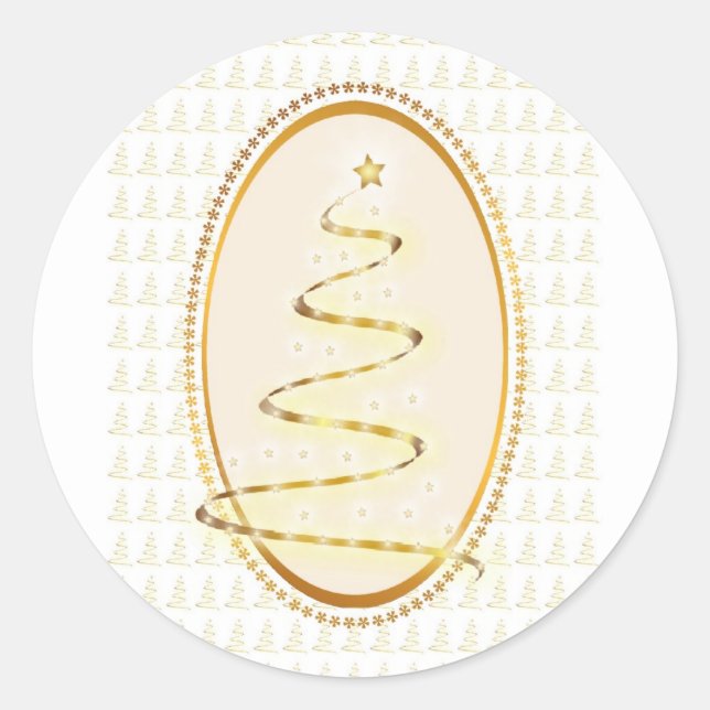 Rond Sticker Arbre de Noël d'or (Devant)