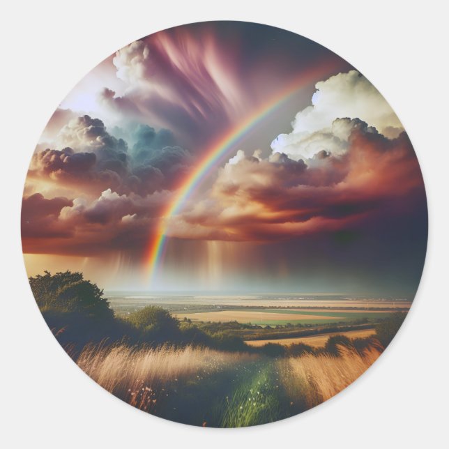 Rond Sticker arc-en-ciel Abstrait ✨ (Devant)