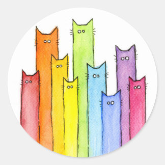 Rond Sticker arc-en-ciel de chats