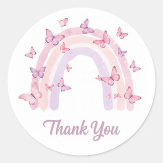 Rond sticker arc-en-ciel Merci