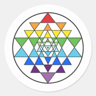Rond Sticker arc-en-ciel Sri Yantra