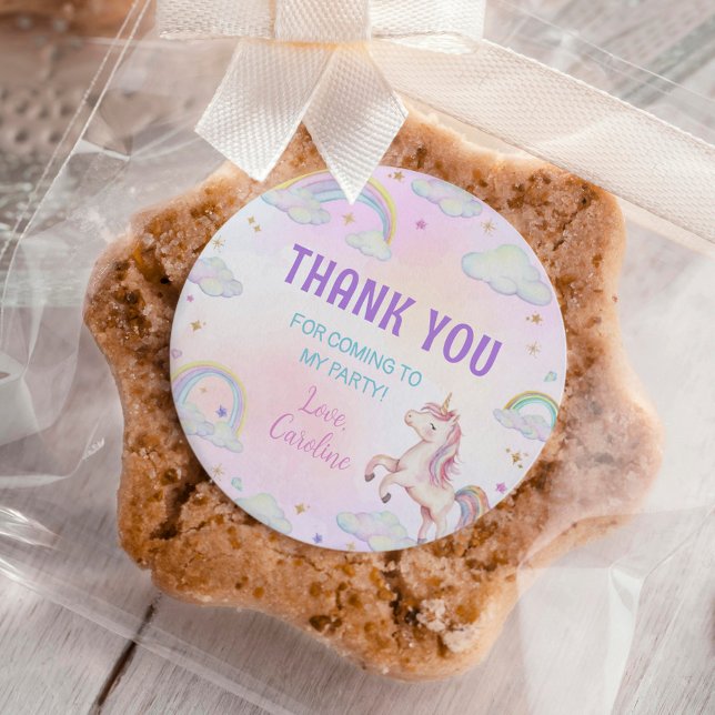 Rond Sticker Arc-en-ciel Unicorn Anniversaire Classic (Créateur téléchargé)