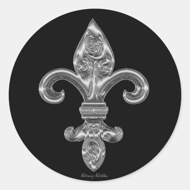 Rond Sticker Argent Fleur De Li (Devant)