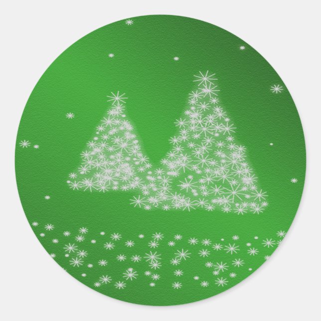 Rond Sticker Arrière - plan vert pour neige et arbres d (Devant)