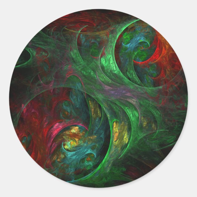 Rond Sticker Arrondi de Genesis Green Art Abstrait (Devant)