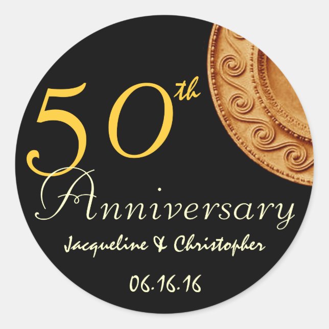Rond Sticker Art Déco 50e Anniversaire (Devant)