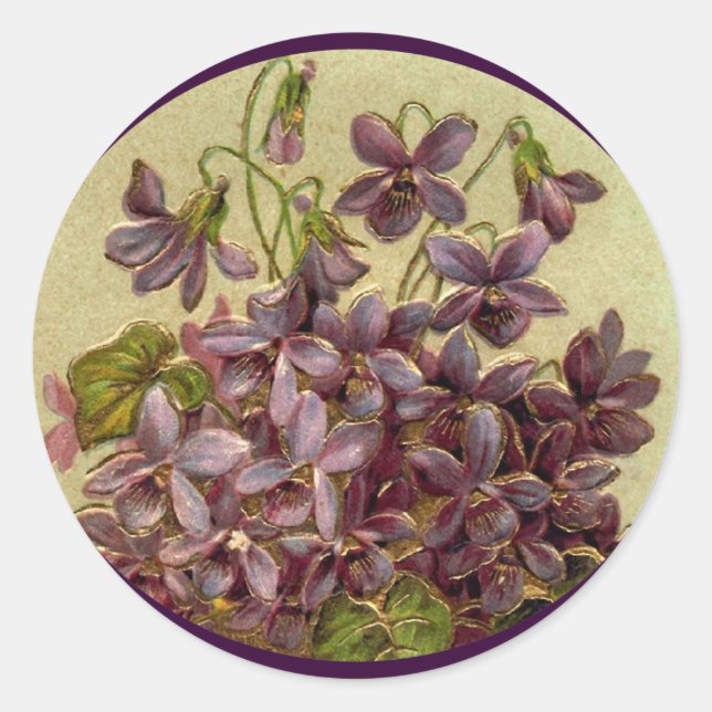 Rond Sticker Art Embossé Violets vintages (Devant)