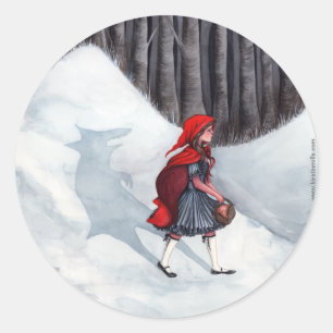 Rond Sticker Art Imaginaire Fairytale - Wolf à l'intéri