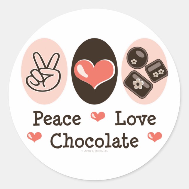 Rond Sticker au chocolat Peace Love (Devant)