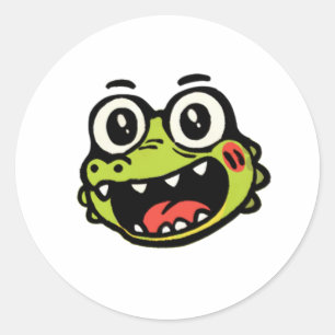Rond Sticker au crocodile heureux