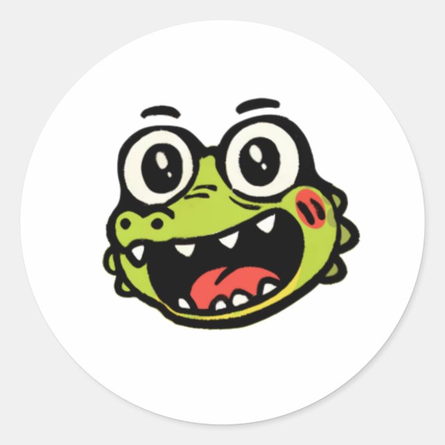 Rond Sticker au crocodile heureux (Devant)