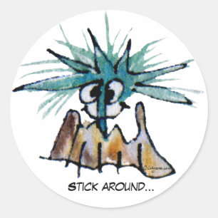 Rond Sticker autour de Drôle Carton Barnacle