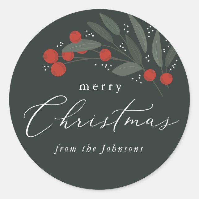 Rond Sticker aux baies de Noël (Devant)