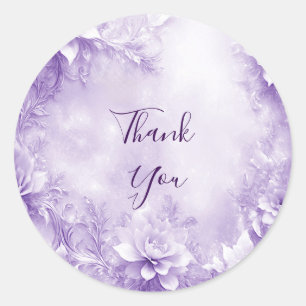 Rond Sticker aux fleurs blanches violettes