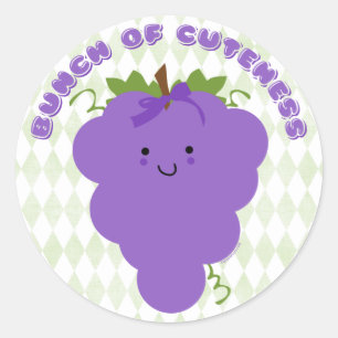 Rond Sticker aux raisins Cute Kawaii