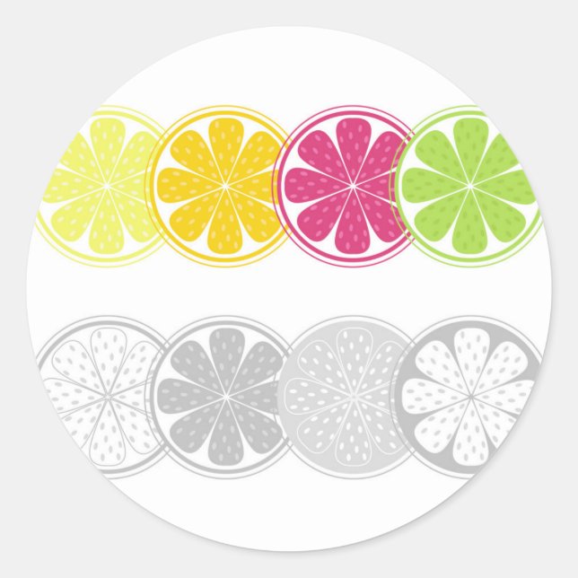 Rond Sticker avec des fruits exotiques dessinés à la ma (Devant)