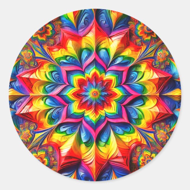 Rond Sticker avec design couleur LGBTQ (Devant)