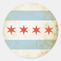 Sticker avec drapeau Chicago en détresse