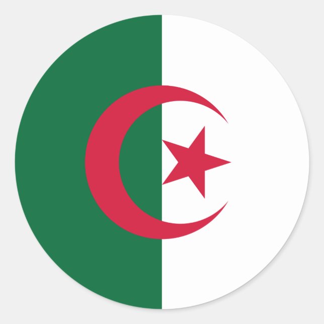 Rond Sticker avec Drapeau d'Algérie (Devant)