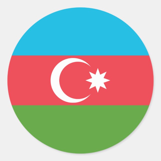 Rond Sticker avec Drapeau d'Azerbaïdjan (Devant)