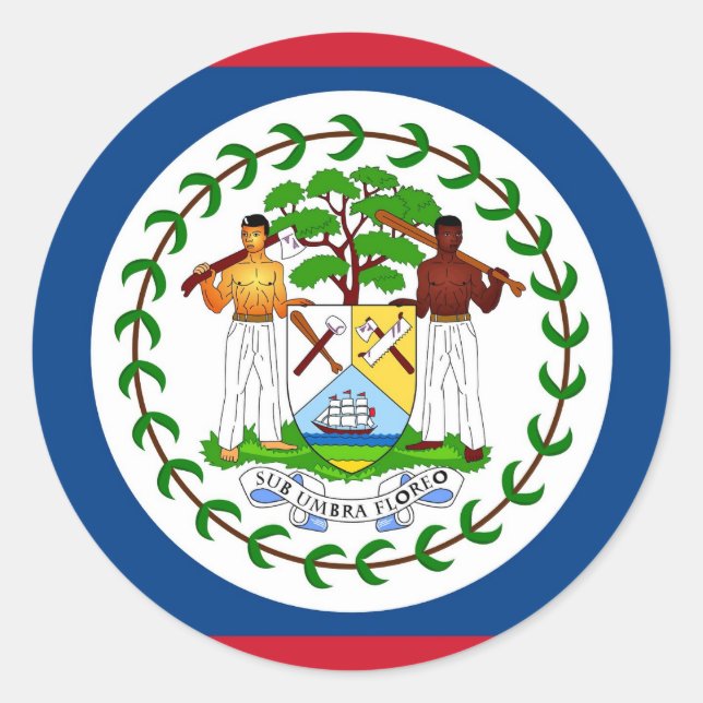 Rond Sticker avec Drapeau de Belize (Devant)