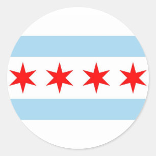 Rond Sticker avec drapeau de Chicago, Illinois